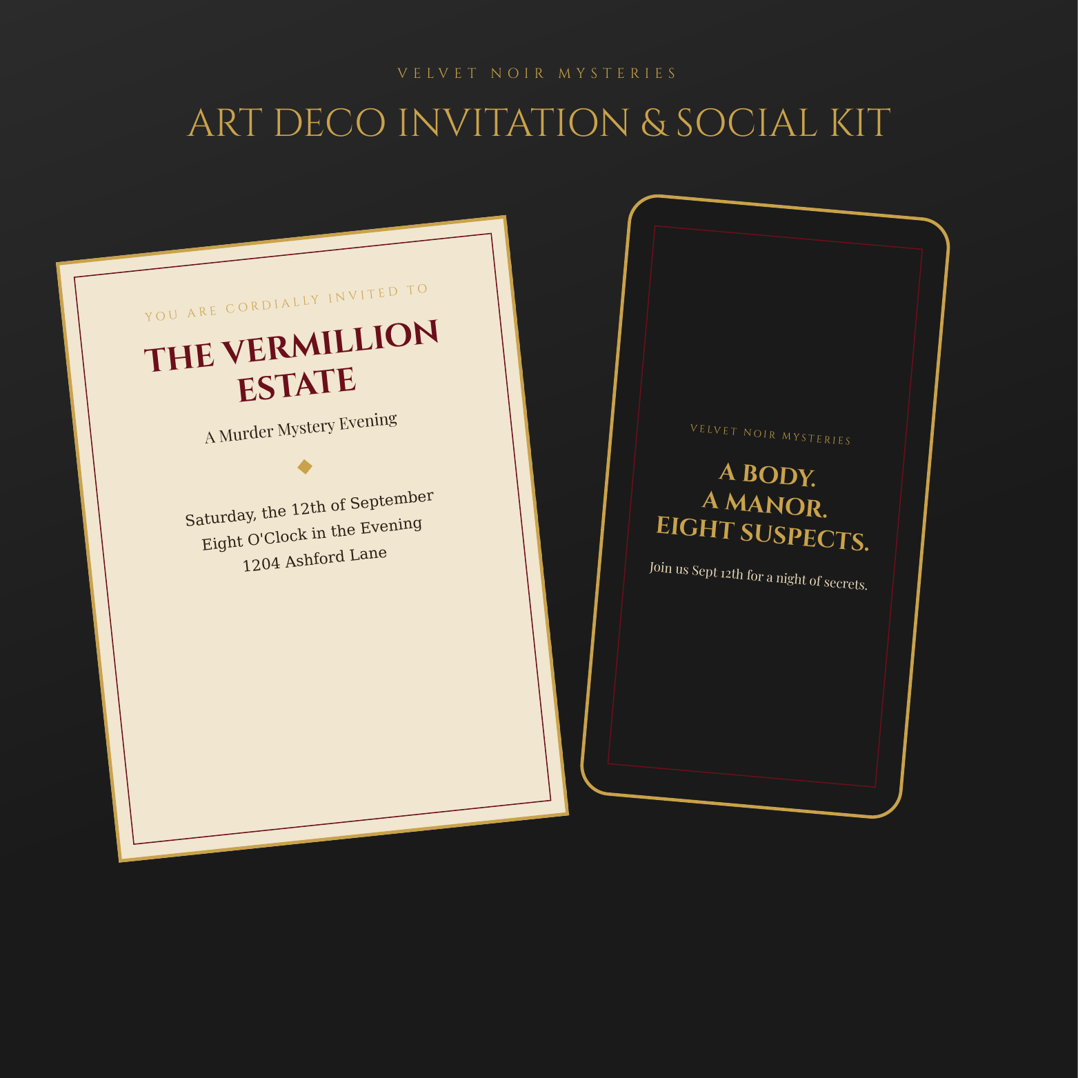 Art Deco Invitation & Social Kit